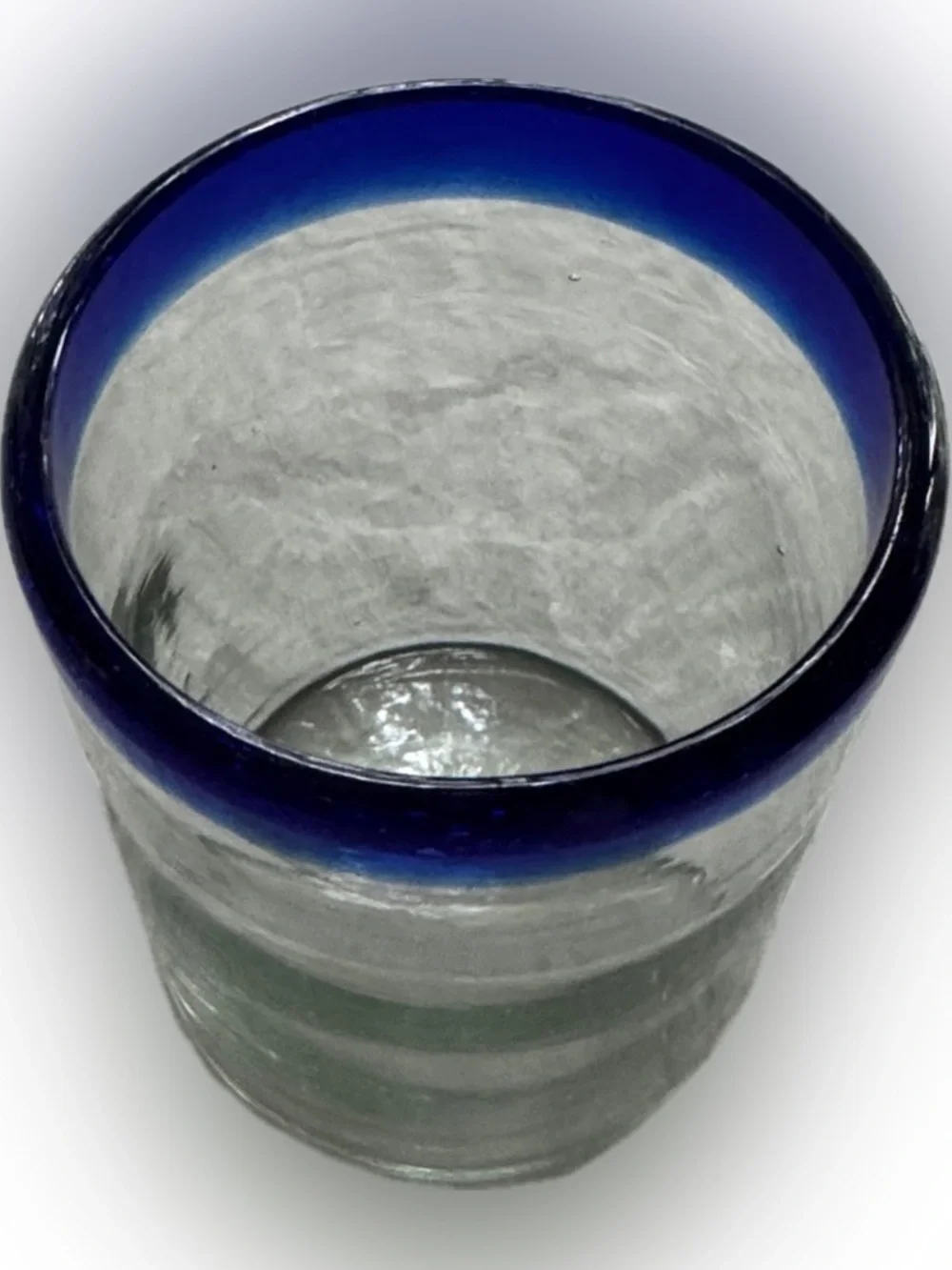 MEXICO HANDBLOWN GLASS TUMBLER COBALT BLUE Vintage 90s Replacement Barware 12 oz